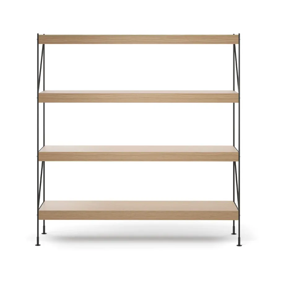 Audo Copenhagen Zet Regalsystem Natural oak, 1 x 4, black steel base