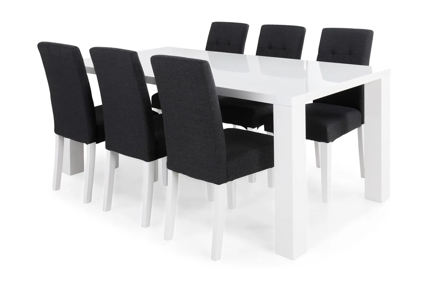 Cibus Matgrupp 180 cm med 6 Viktor Stol - Vit/Mörkgrå