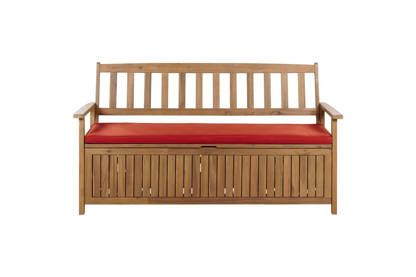 Trädgårdsbänk med dyna Sovana Ljus trä/röd, 160 cm - Ljus trä/röd, 160 cm