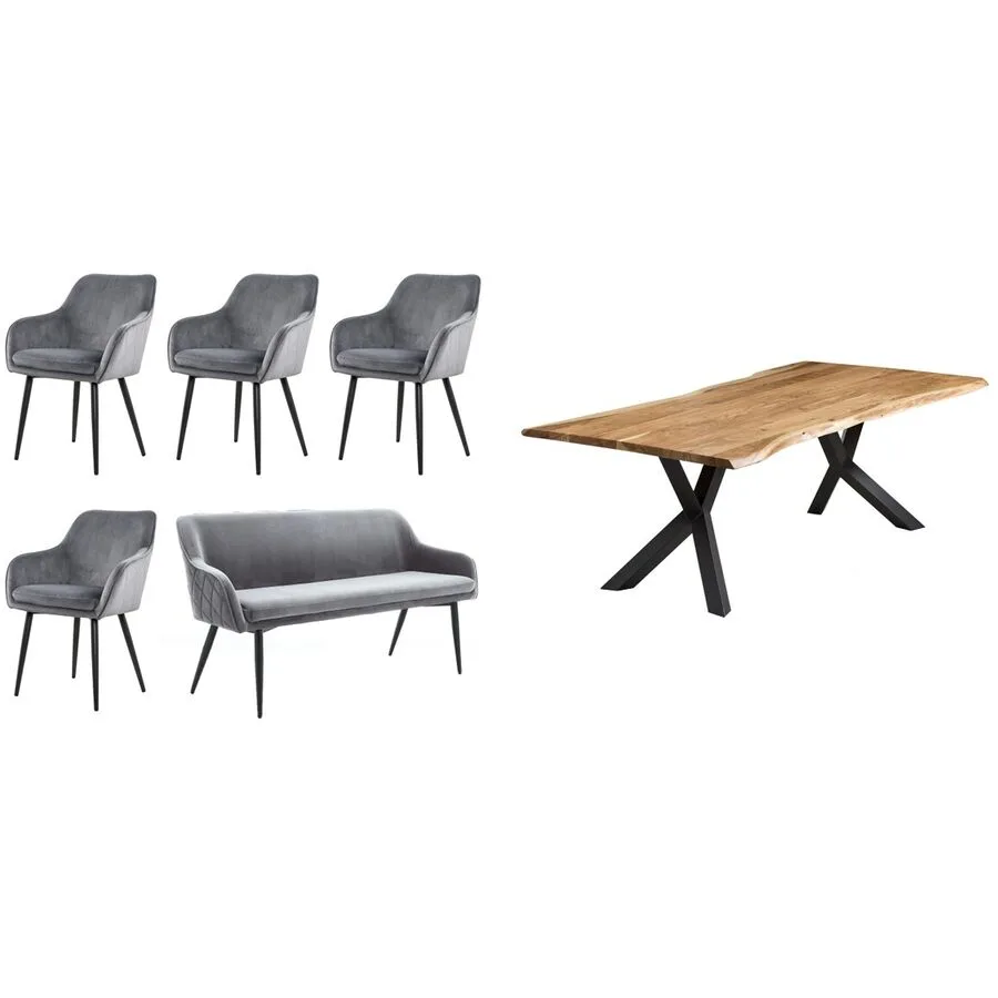 Essgruppe Kuro natur Akazie/Samt B 200 T 100 cm