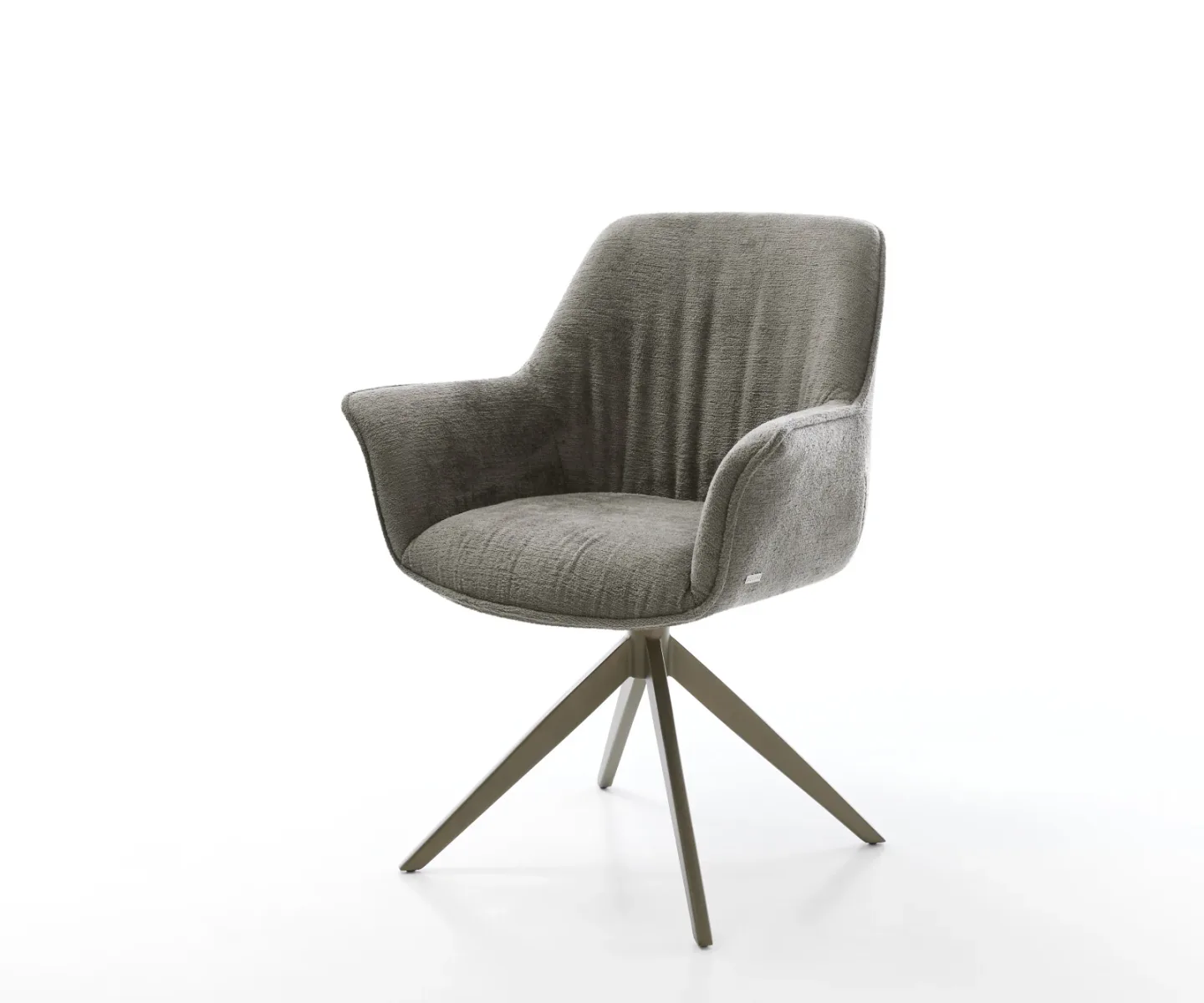 Drehstuhl Keila-Flex mit Armlehnen Bouclé Soft Schlamm Kreuzgestell breit Effektfinish Titan 360° drehbar Wippfunktion