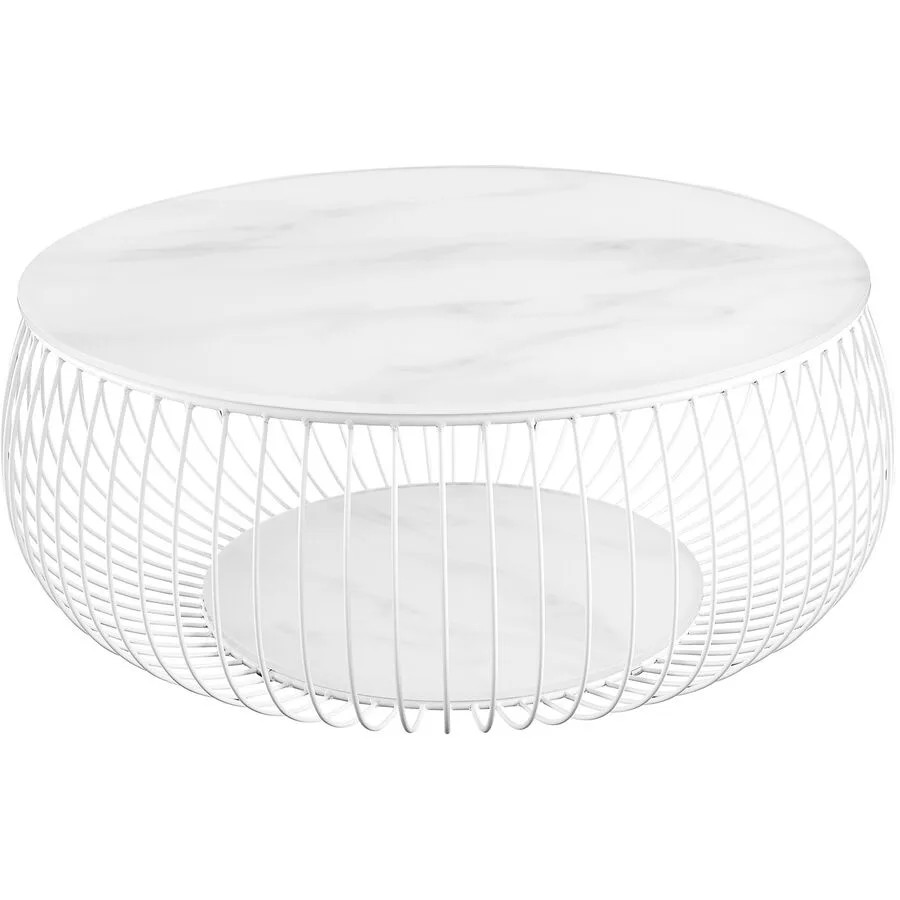 Salontisch Idis weiss Metall/Glas B 86 T 86 cm