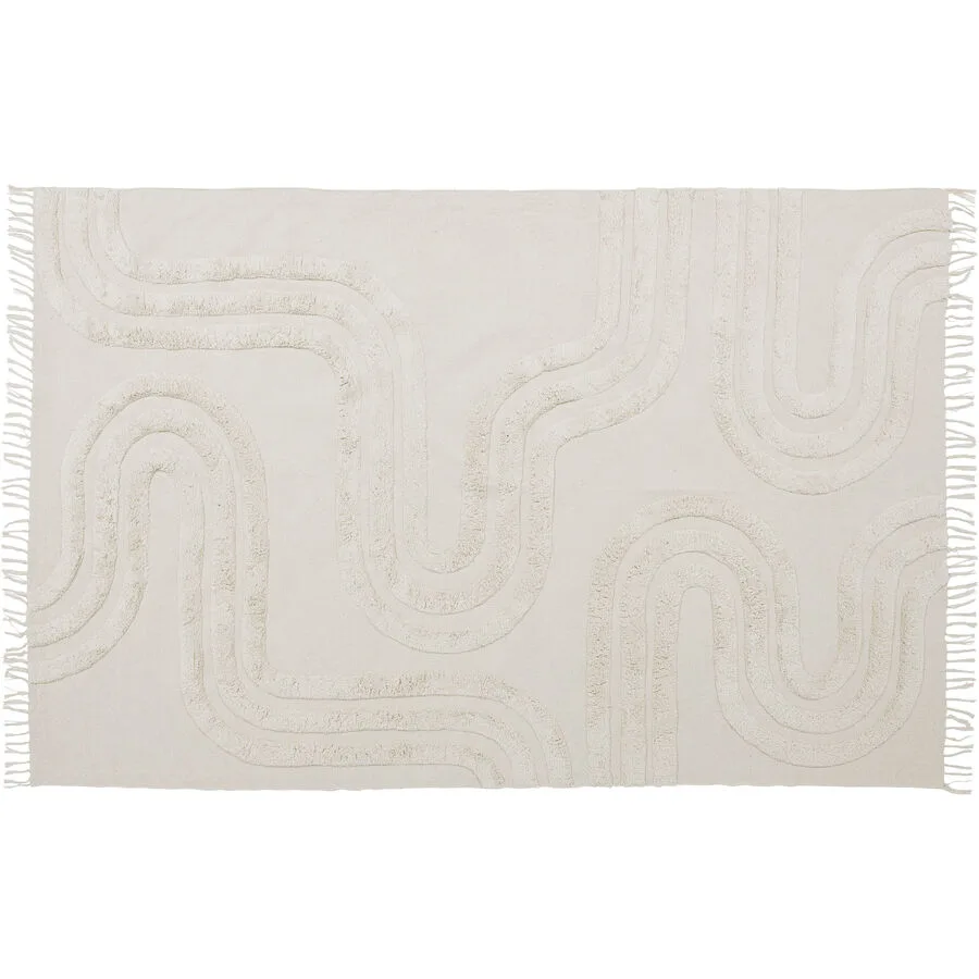 Teppich Minou Ivory Einfarbig Baumwolle 160 x 230 cm