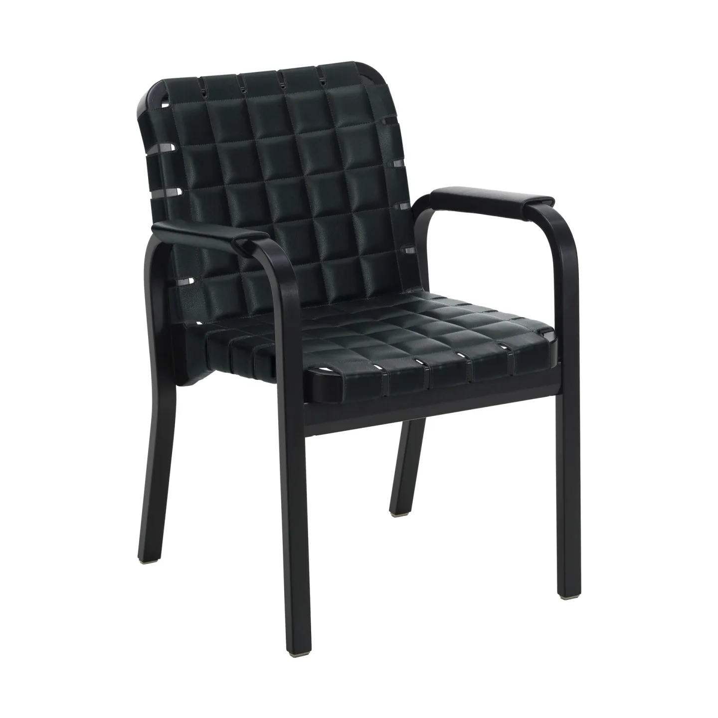 Artek Armchair 45 fåtölj lackerad björk Leather Wrap Black 40672