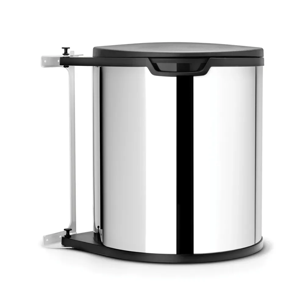 Brabantia Abfalleimer für Unterschrank rund, Kunststoffeinsatz (inkl. Halterungen) 15 L Edelstahl gebürstet