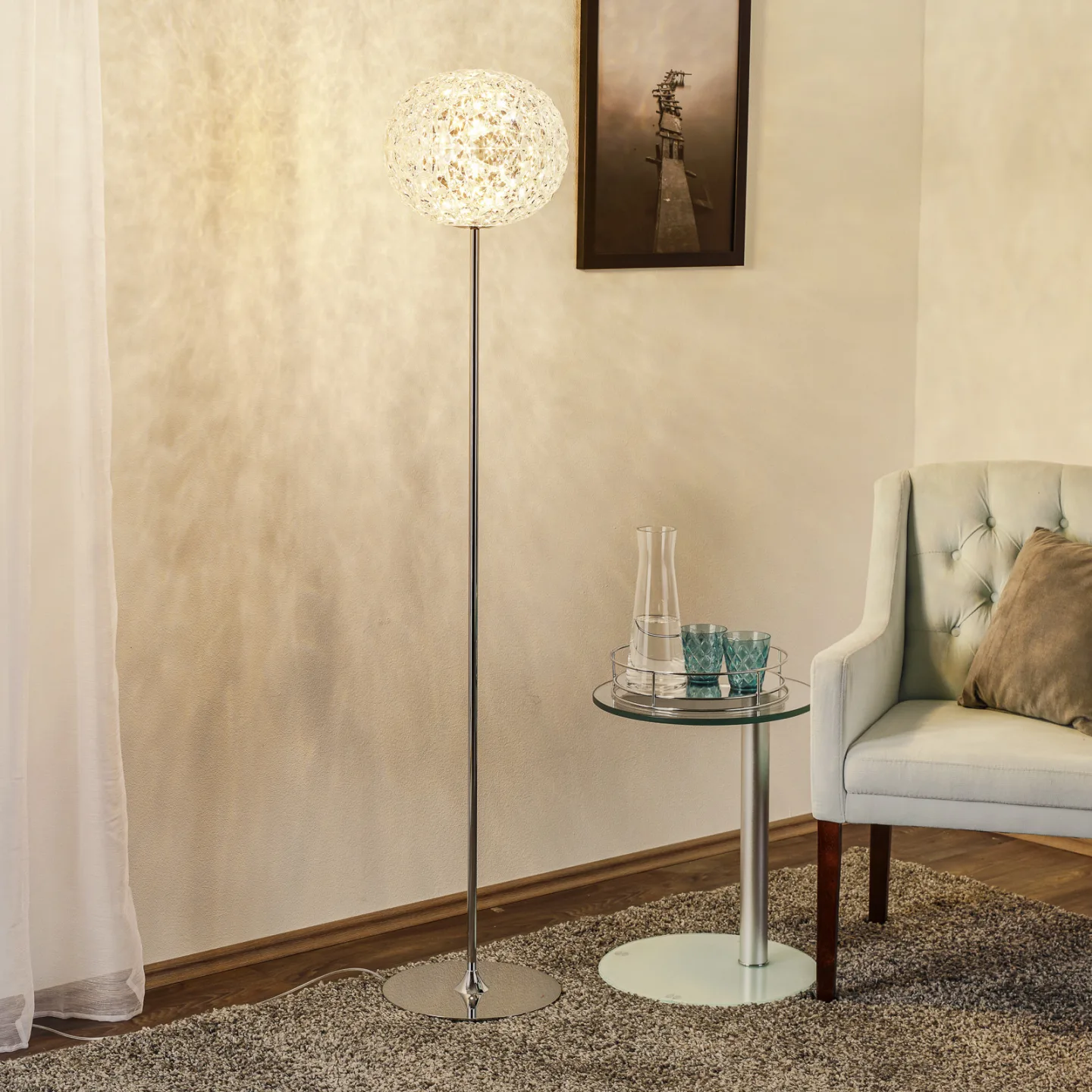Planet Stehleuchte Large Kristall - Kartell - Wohnzimmer - Design - Kunststoff - Mit Schirm