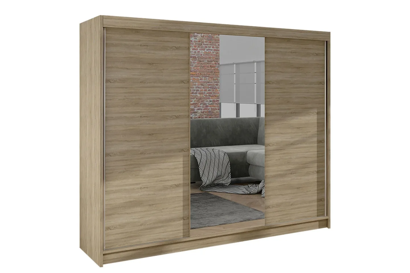 Cyria Garderob med Spegel 200x215 cm - Beige