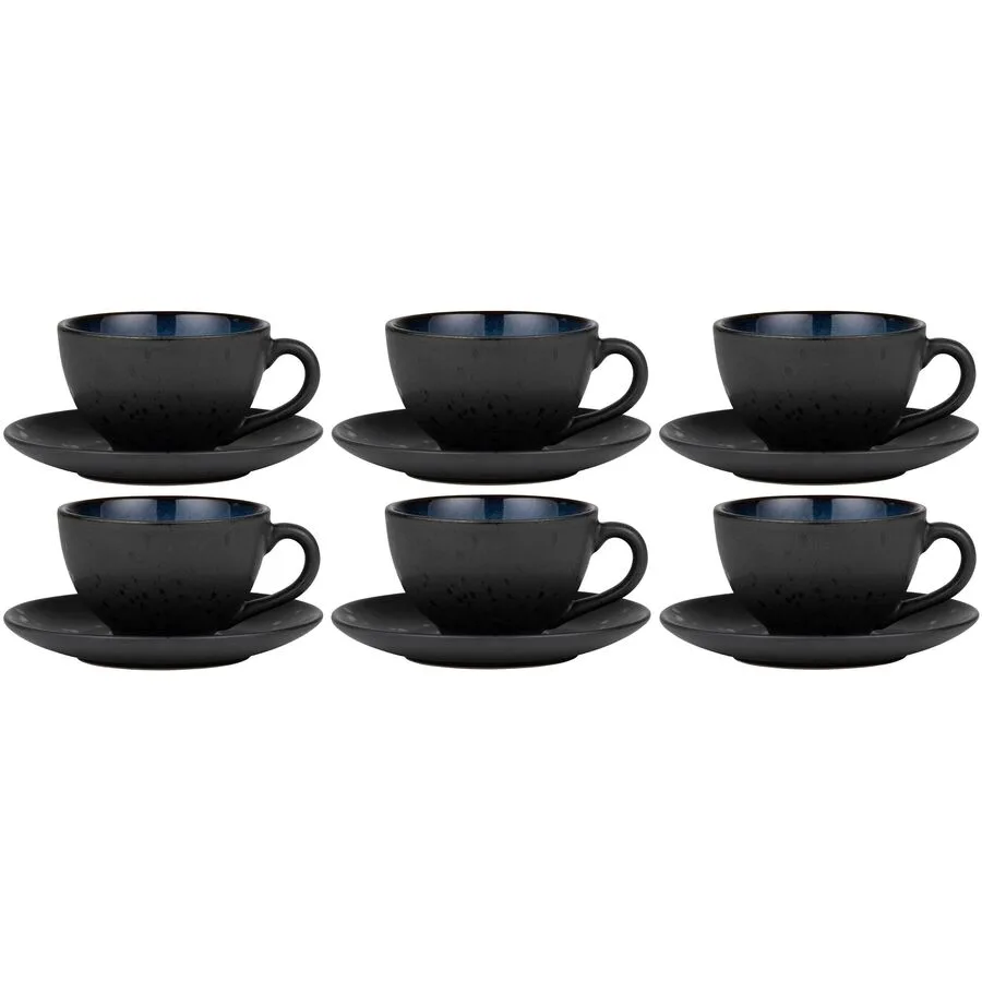 Kaffeetassen-Set BITZ Schwarz/Dunkelblau Steinzeug H 6 cm 240 ml
