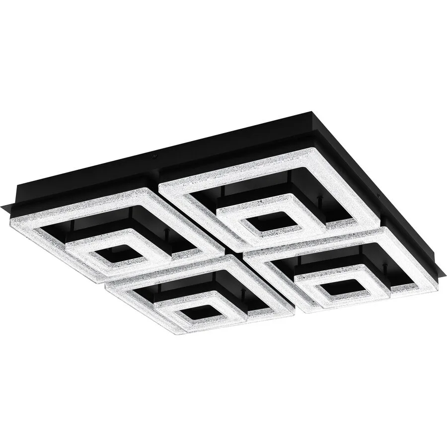 Eglo Deckenlampe Fradelo 1 Schwarz Stahl 52 cm 9.5 cm - LED - Lichtfarbe: Warmweiss - LED Energiesparlampen
