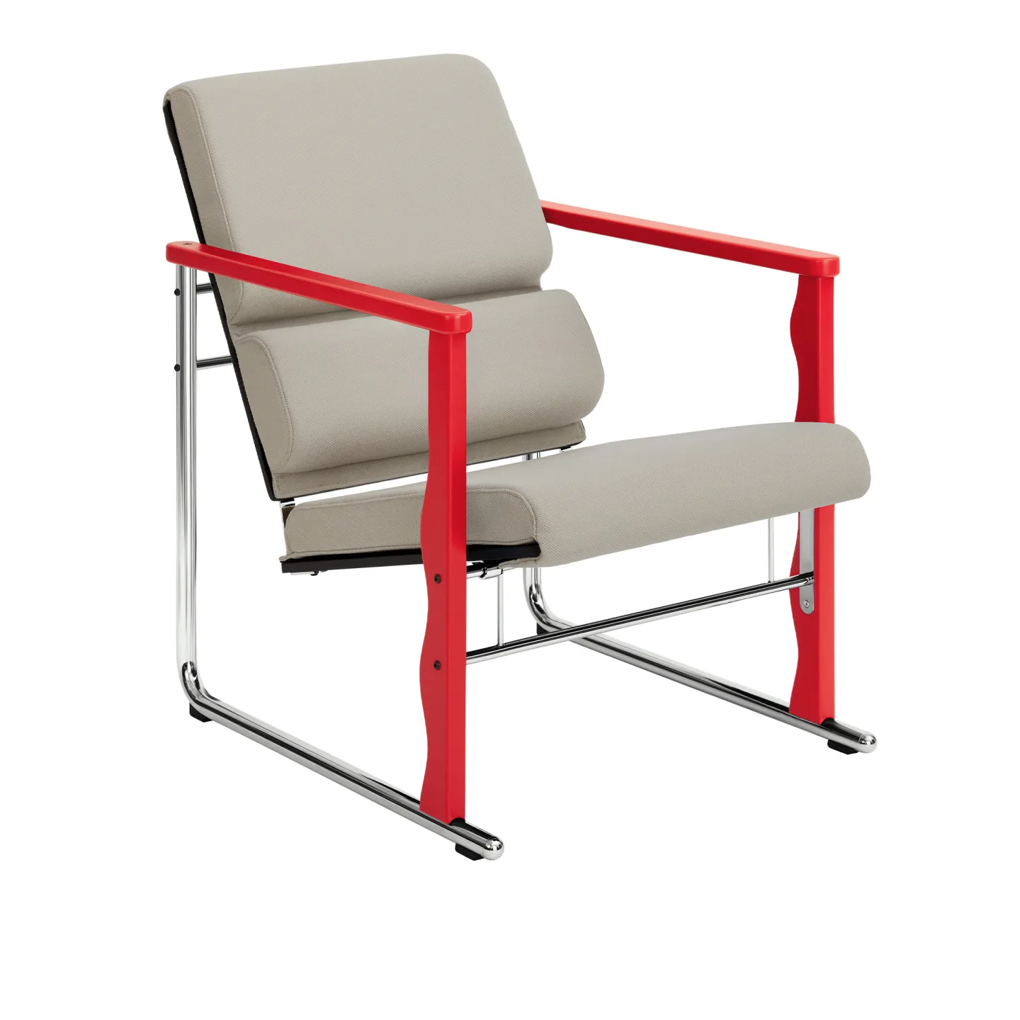 HEM - Experiment Lounge Chair 503, Red/Light Beige - Fåtöljer - Flerfärgad - Metall/Trä/Skum