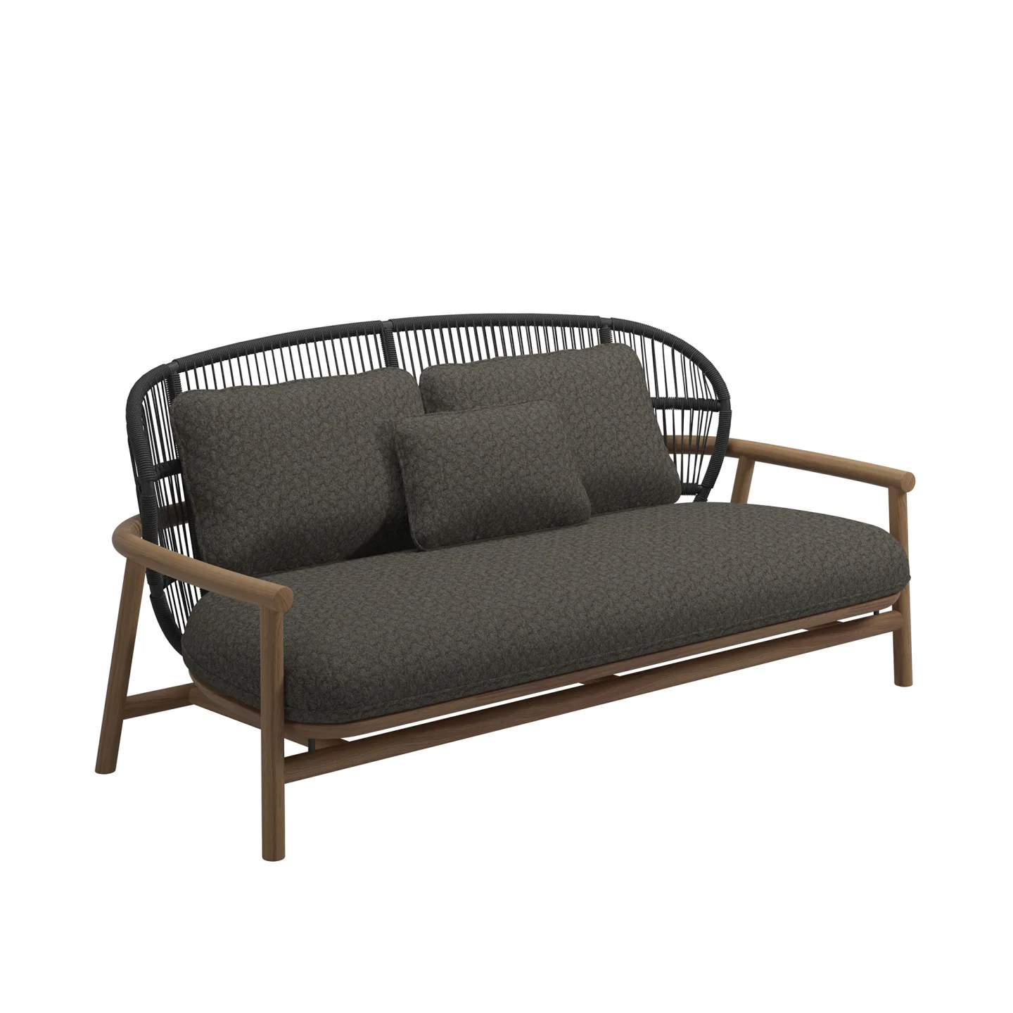 Gloster - Fern Low Back 2-Seater Sofa, Meteor/Raven, Kat.B Blend Coal - Soffor utomhus - Sebastian Herkner