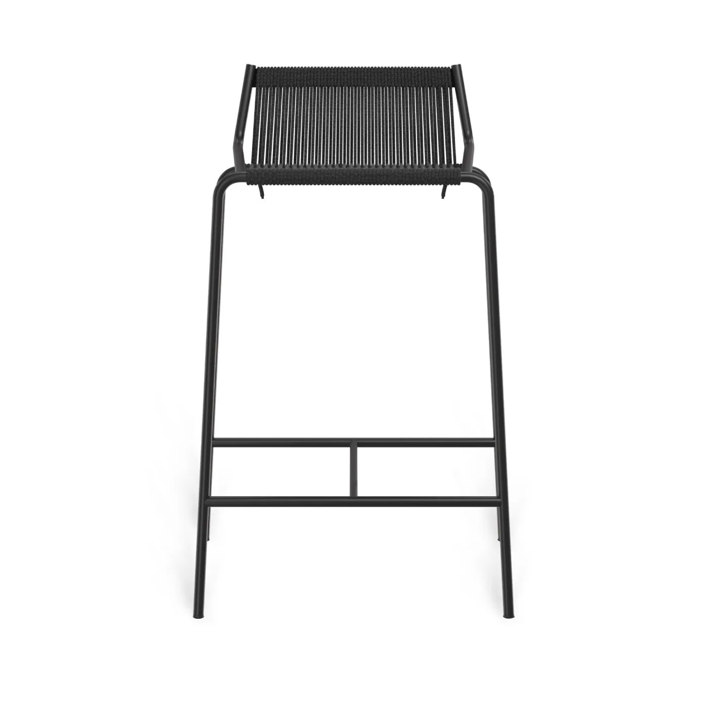 Thorup Copenhagen - Noel Counter Chair H67, Black powder coated steel base, Upholstered seat and back, linen flag halyard, black - Matstolar - Kasper Thorup - Svart - Metall/Textilmaterial
