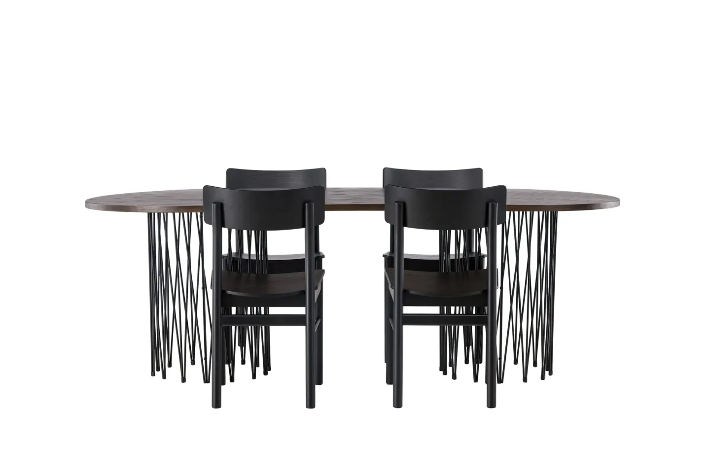 Stone Matgrupp + 4 Montros stolar Oval - Svart/Mocca