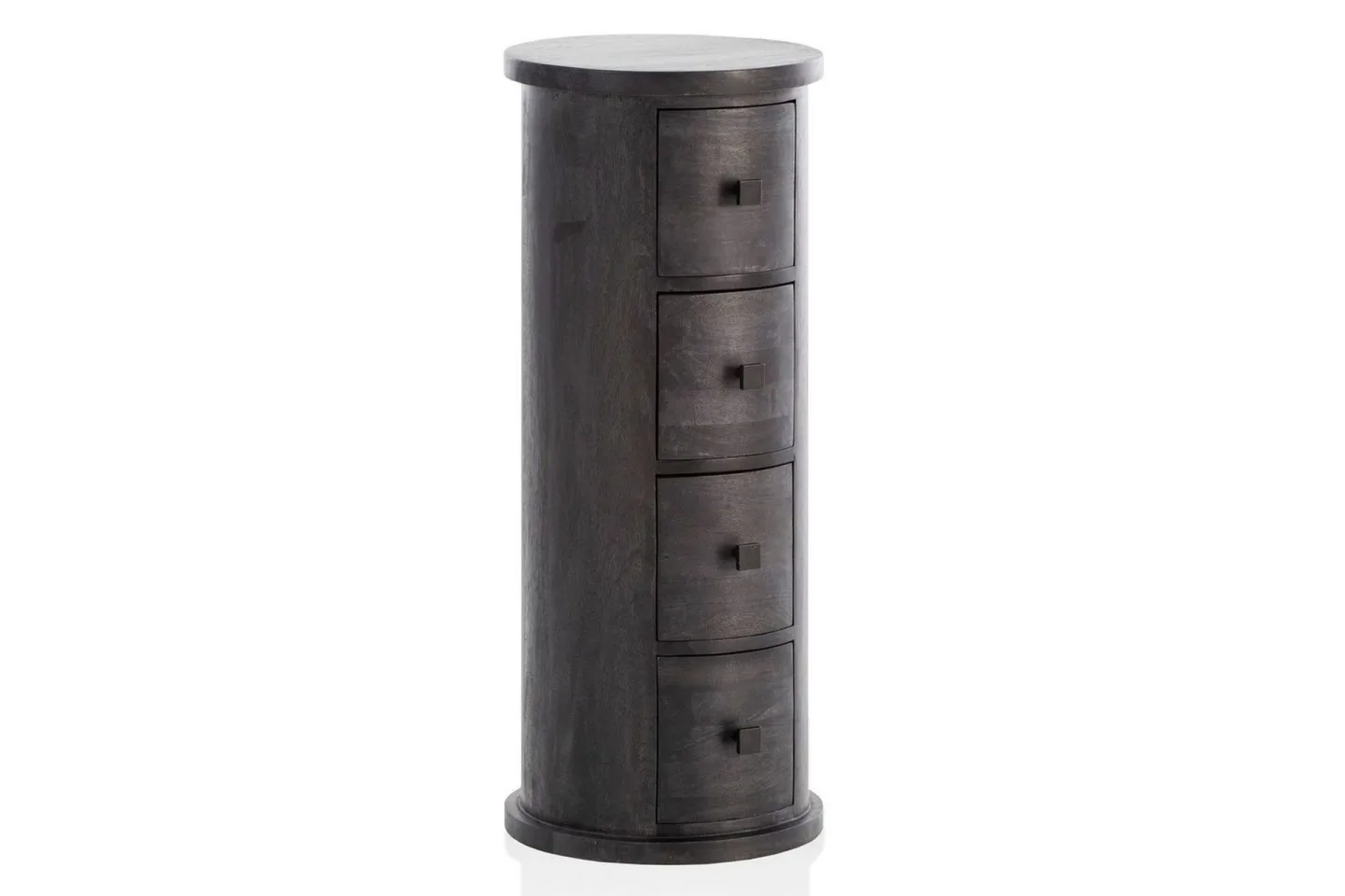 Sideboard Wohnling Runt massivt trä lantlig stil Svart, 4 lådor - Svart, 4 lådor