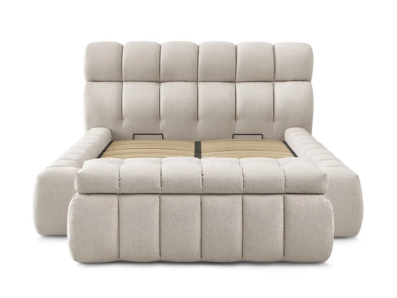 Kastenbett mit Bettkasten BOBOCHIC MONT-BLANC 180x200cm stoff beige