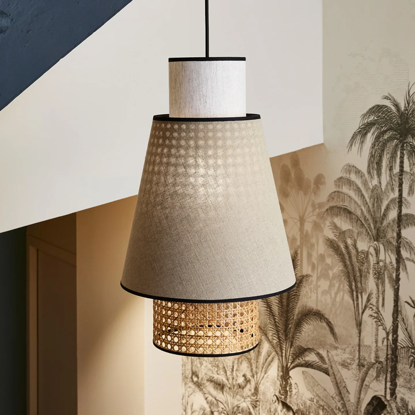 Singapour S hengelampe, nude - MARKET SET - Stue - Design - Stoff / Tekstil - Med en lyskilde