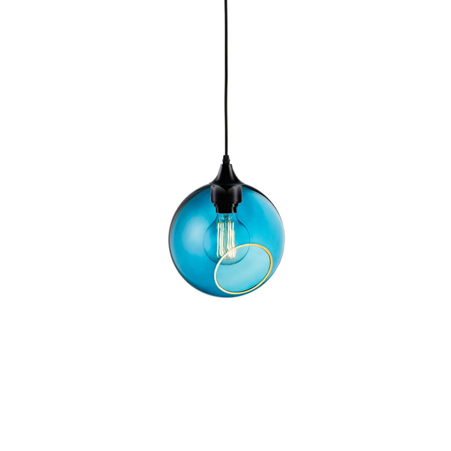 Ballroom Pendelleuchte, blau/schwarz, Ø 20 cm - Design By Us - Wohnzimmer - Glas