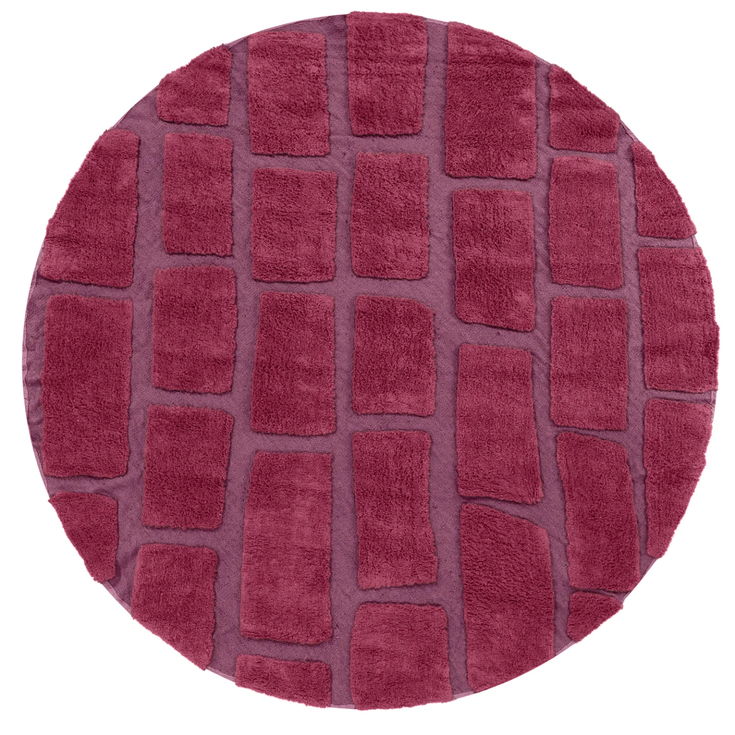 Rundt teppe - Cyrus Natural Cotton Shaggy (rød) (Størrelse: Ø 240 cm)