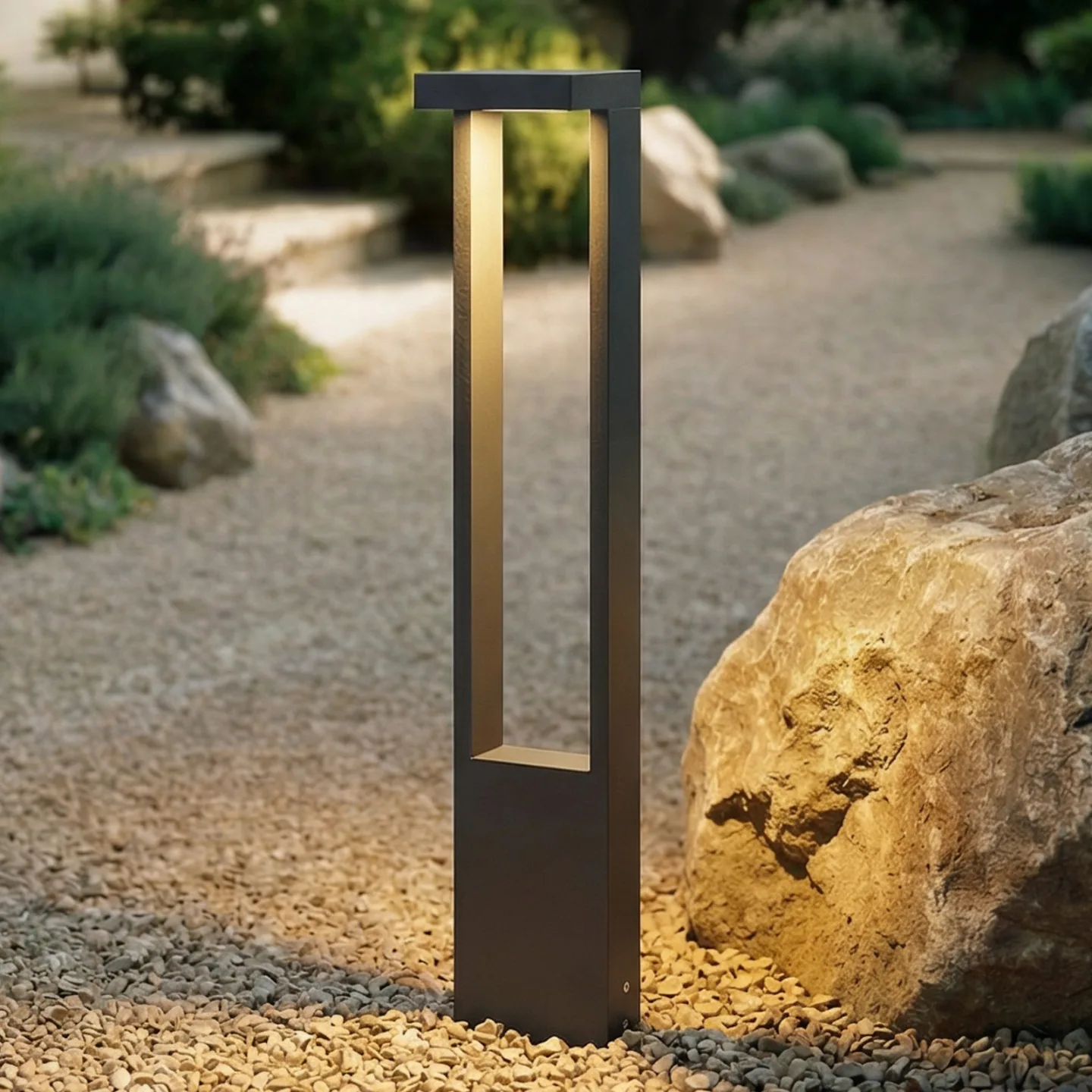 Lindby LED-Wegeleuchte Lonete, Höhe 65 cm, anthrazit, IP65 - Terrasse - Modern - Aluminium - Eckig