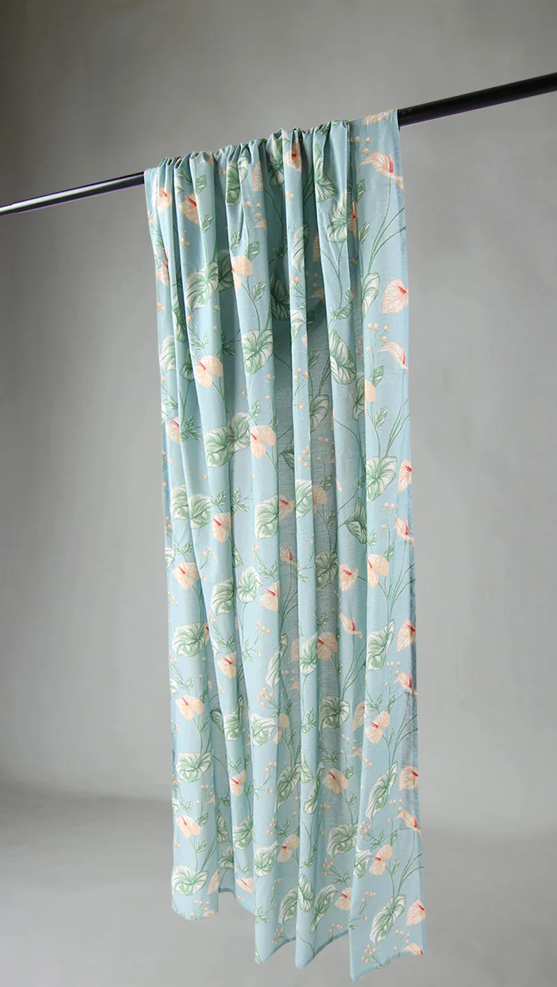 Gardiner - Bomullsgardin Adella (turkis) (Størrelse: 140 x 250 cm)
