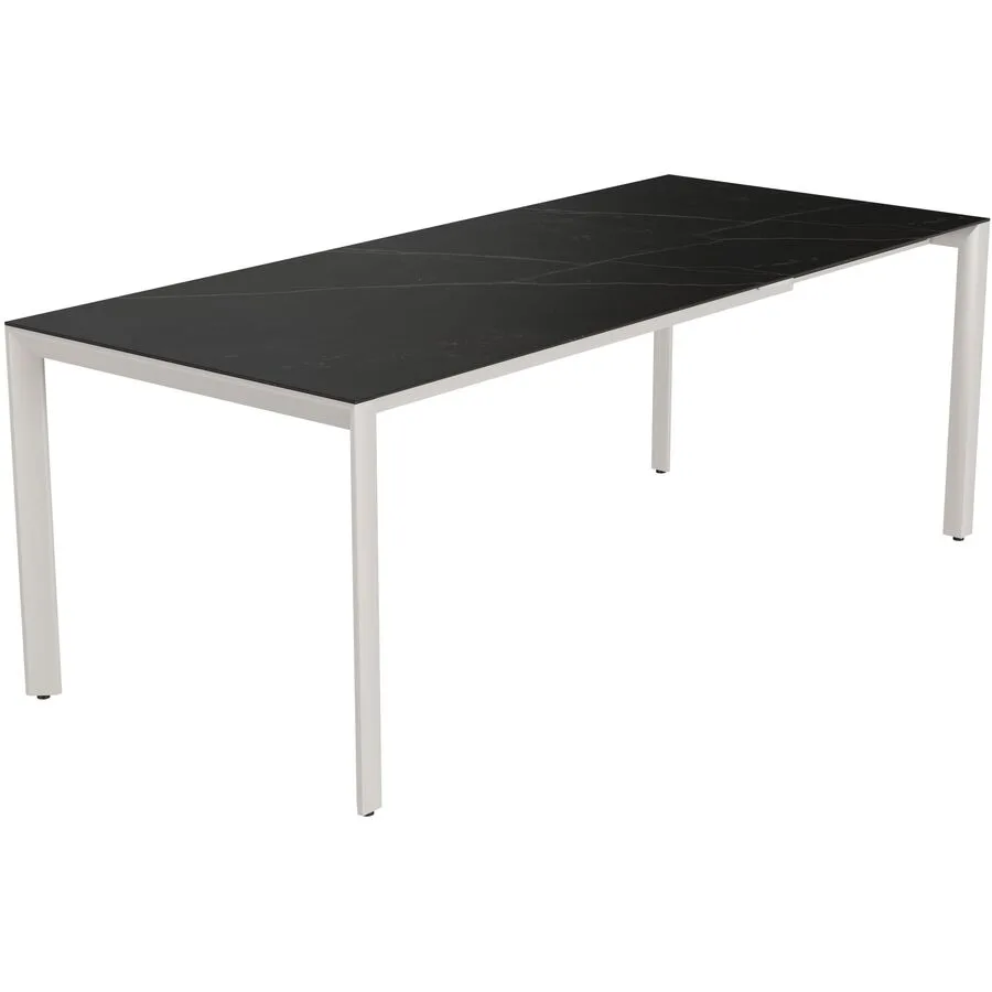 Gartentisch ausziehbar Tropea Greige matt / Kelya Mineralkeramik/Stahl pulverbeschichtet B 140 T 90 cm - Möbel Konfigurator: Traummöbel individuell