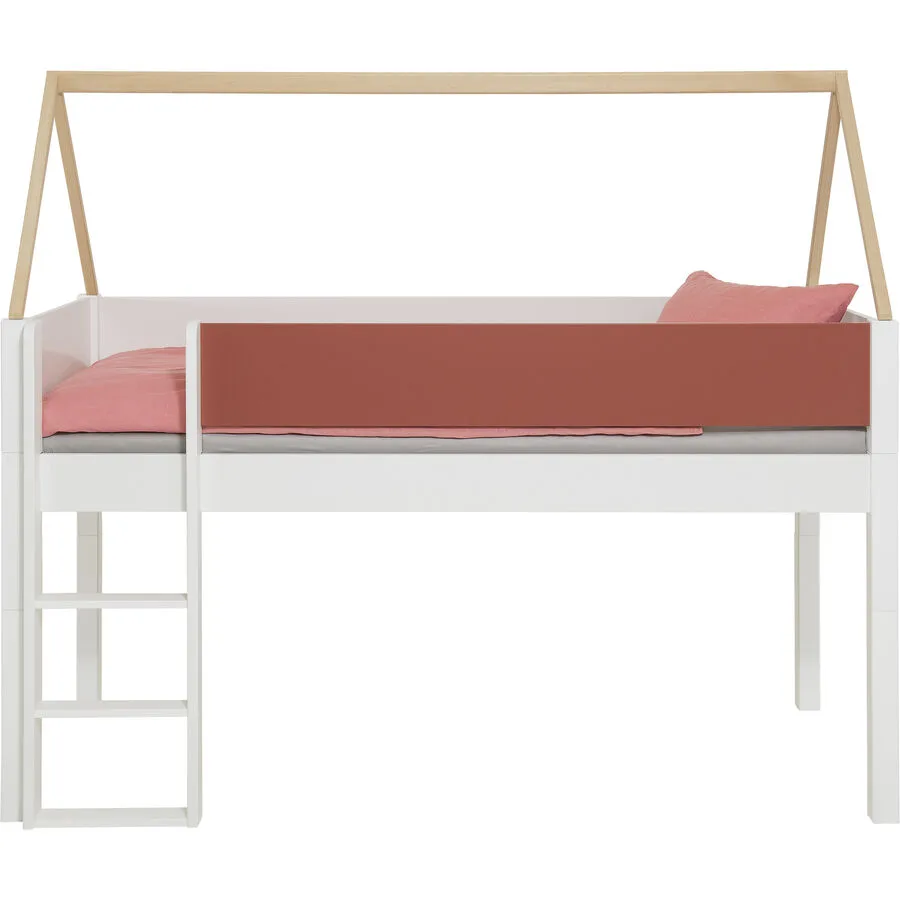 Kinderbett Elina weiss, braun, rot Buche massiv 90 x 200 cm