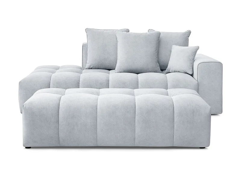 3er Sofa mit Hocker BOBOCHIC MONT-BLANC Samt hellgrau