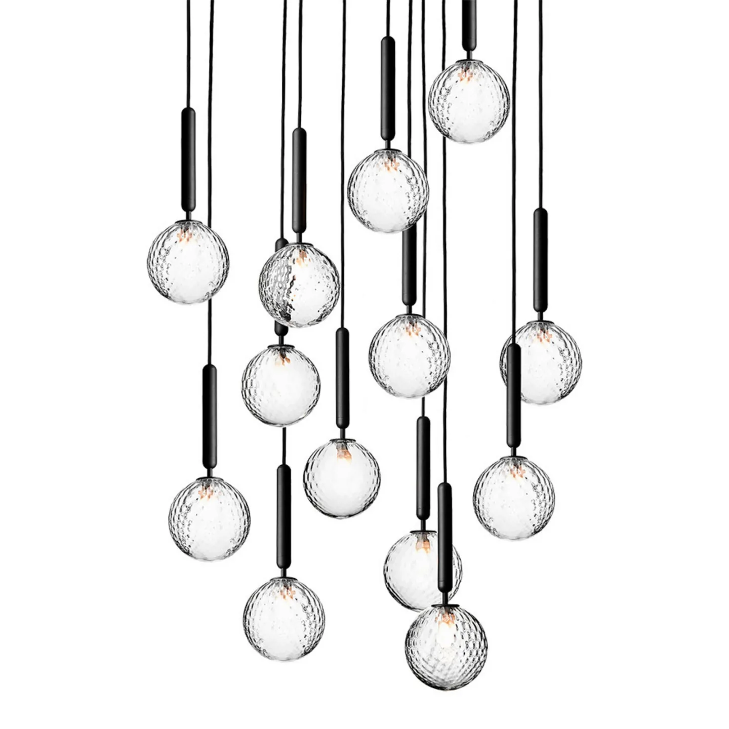 Miira 13 Kronleuchter, grau/klar, Ø 92 cm, 13-flg. - Nuura Nuura Aps - Esszimmer - Skandinavisch - Metall - Mehrflammig