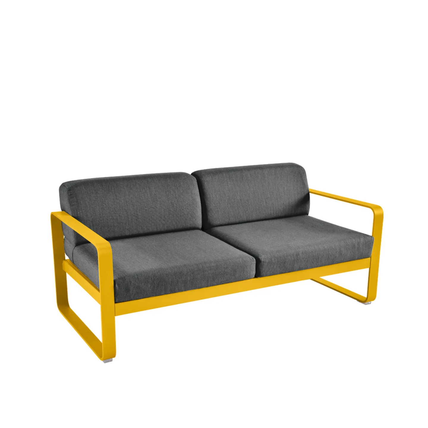 Fermob - Bellevie 2 Seater Sofa Graphite Grey Cushions, Honey - Soffor utomhus - Pagnon & Pelhaître