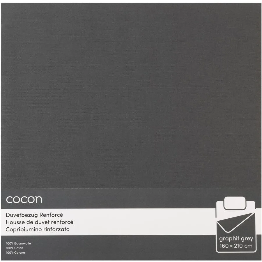 Duvetbezug COCON Graphit Baumwolle 160 x 210 cm - Material: Renforcé