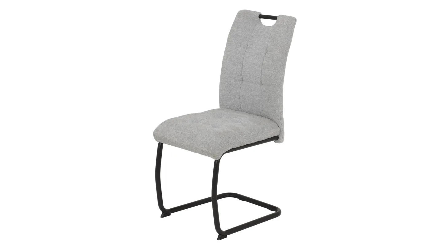 Schwingstuhl grau mit Webstoff in Teddy-Optik - KARLA
