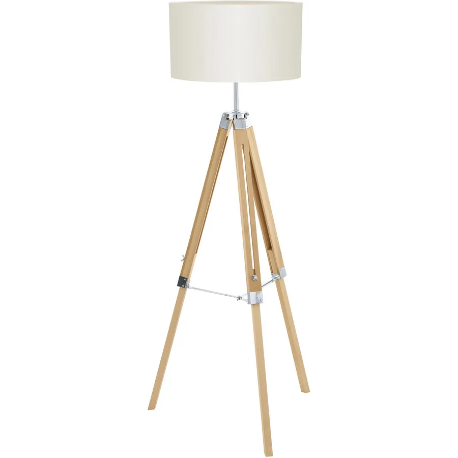 Eglo Stehlampe Lantada Stahl/Holz 143 cm - Farbe: Natur - Material: Holz/Stahl