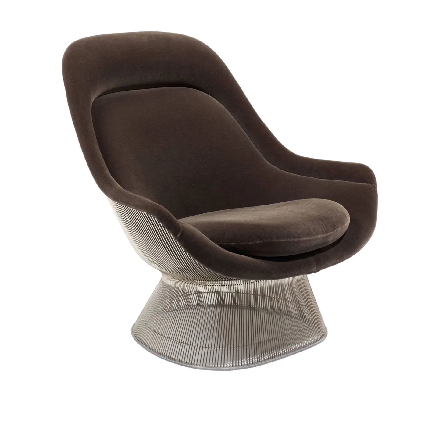 Knoll - Platner Easy Chair, Polished Nickel, Tyg: Kat. B - Knoll Velvet - K78462 - Fåtöljer - Warren Platner - Silver - Naturmaterial/Metall/Skum