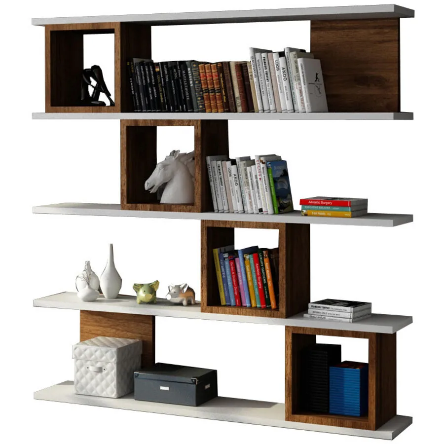 Bücherregal Yemek weiss Melaninbeschichtete Mischholz (Spanplatte) B 120 cm H 119.9 cm