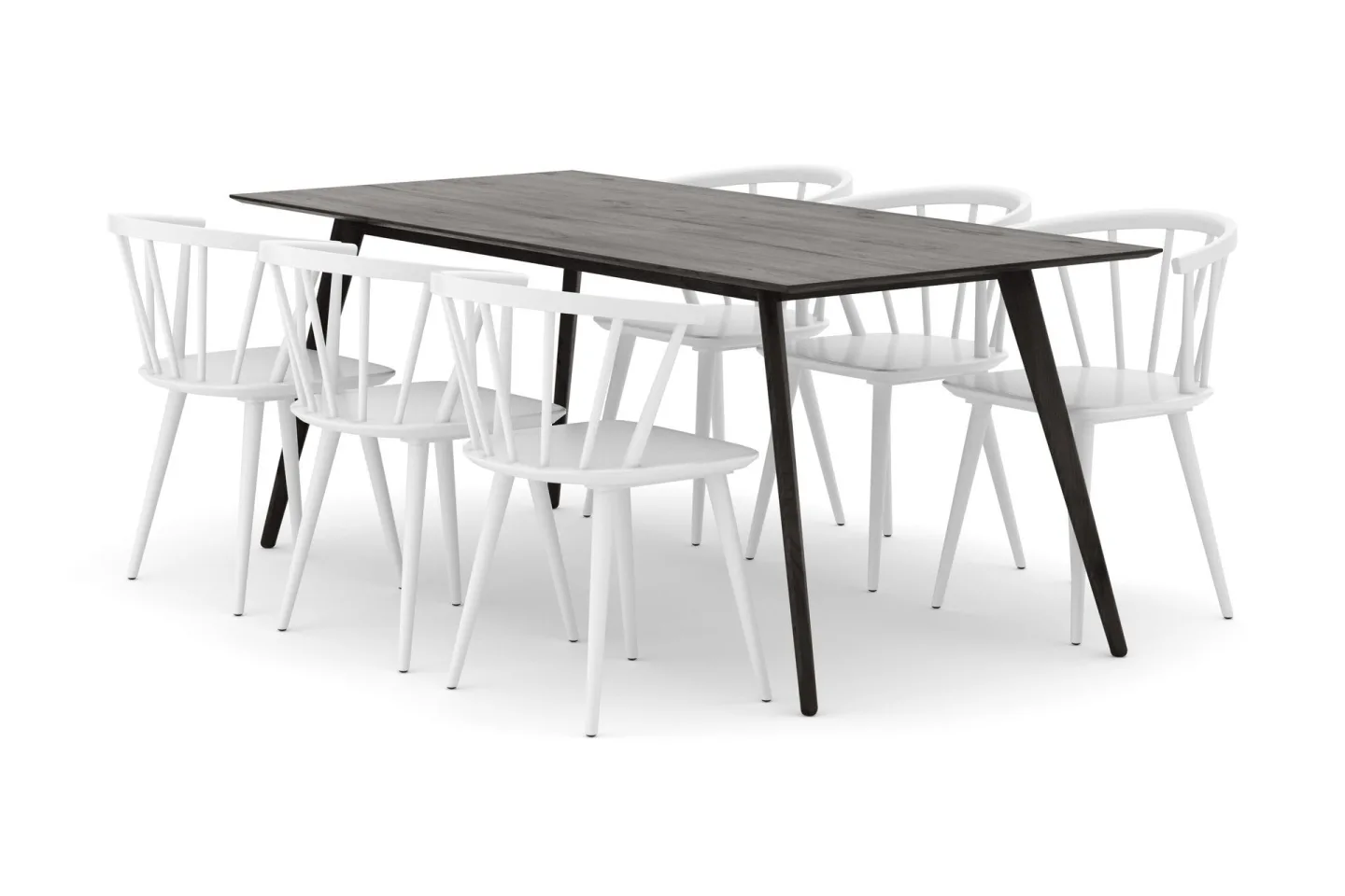 Tyrö Matgrupp med 6 st Tyrö Karmstolar - Smoked Oak/White
