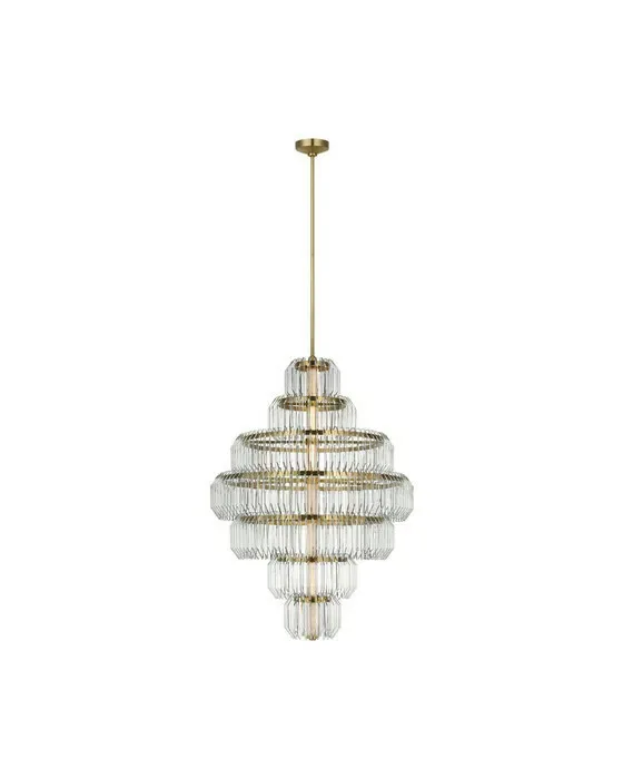 Killarney 32" Layered Chandelier Brass/Clear Crystal