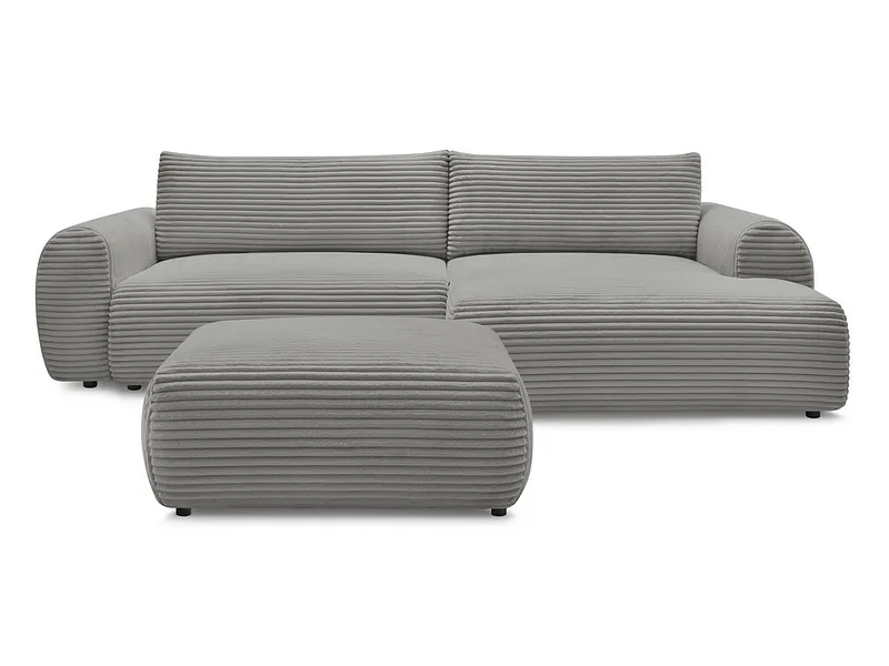 Ecksofa mit Hocker BOBOCHIC LUCIEN Cord-Stoff dunkelgrau