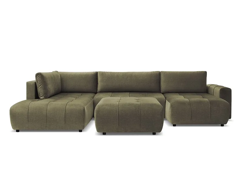 Panorama-Ecksofa mit Hocker BOBOCHIC ARSENE Samt grün