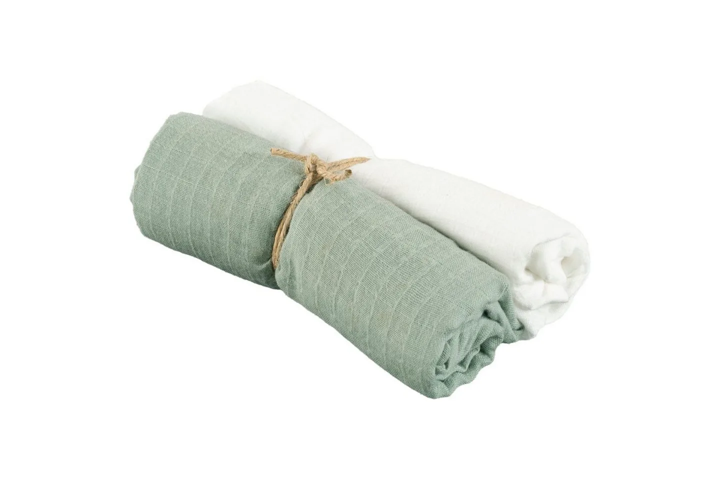 Muslinwrap 2-Pack - Vit/Grön (70 x 70 cm)