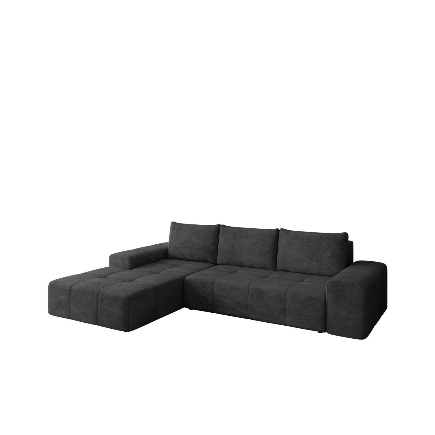 Falor 3-sits Bäddsoffa med Divan Vänster och Förvaring - Svart