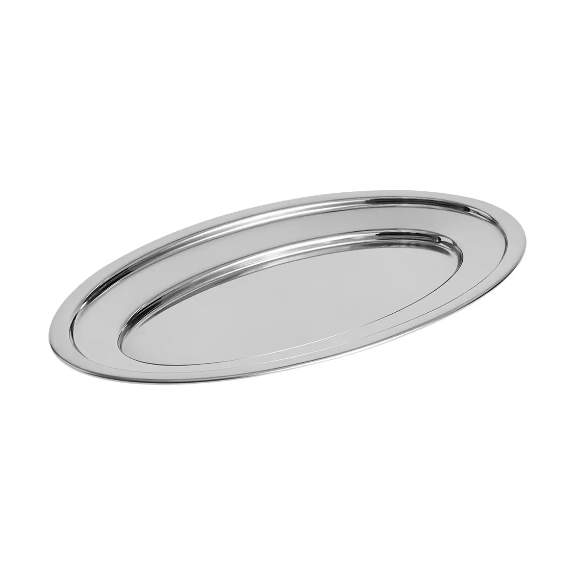 HAY Essential Steel Servierplatte Edelstahl, oval, Medium
