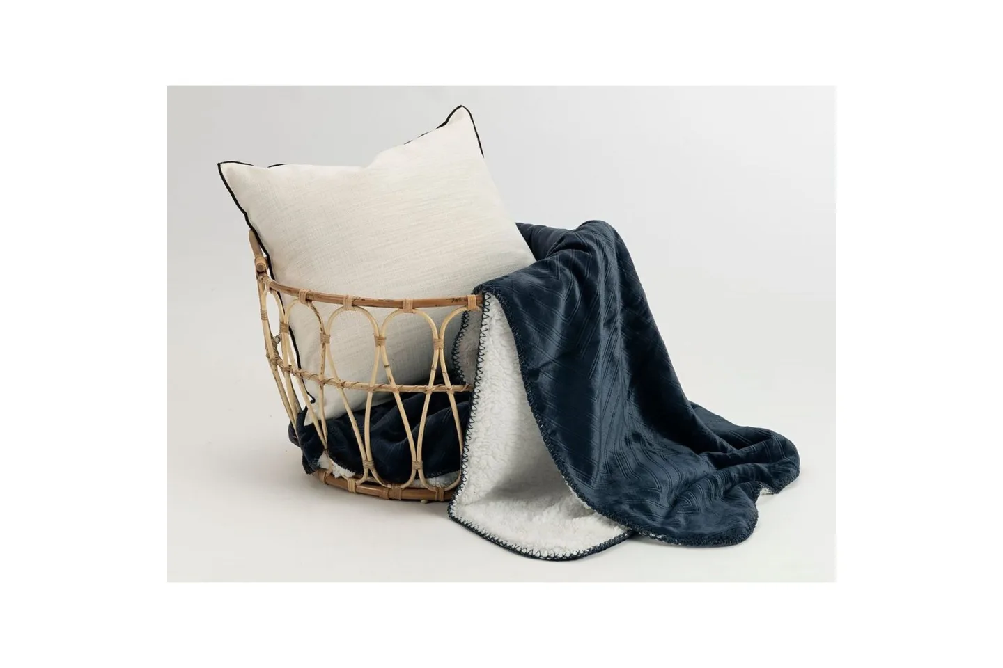 Pläd Sherpa 130 x 170 cm - Marinblå
