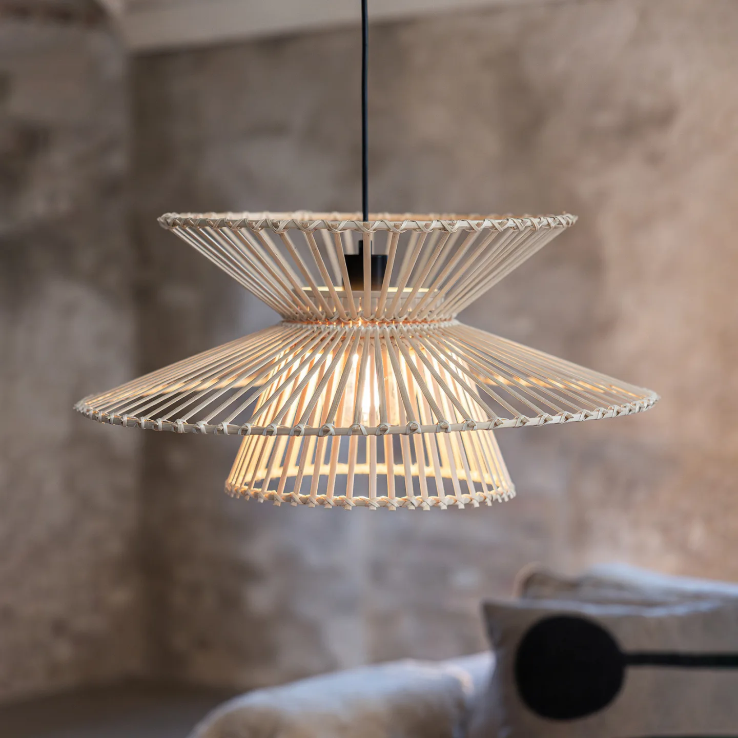 Duplici 1 pendellampa Natural - Markslöjd - Vardagsrum - Bambu - Med lampskärm
