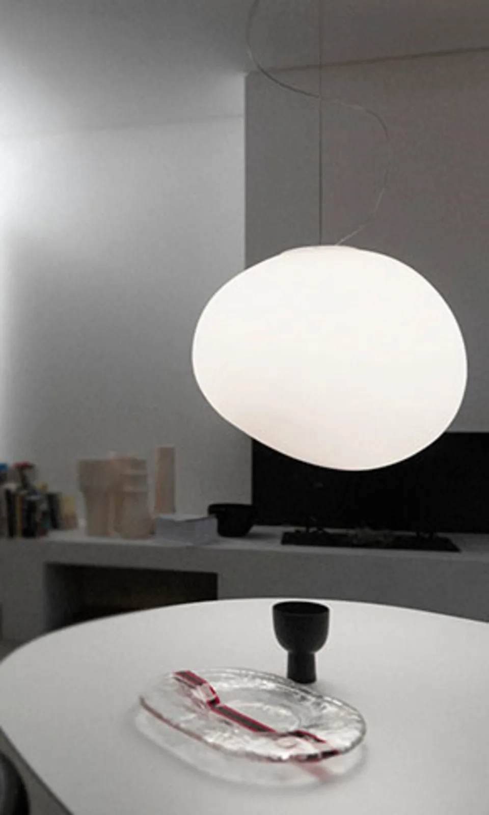 Gregg Pendelleuchte Grande, weiß, Höhe 40 cm - Foscarini - Esszimmer - Glas
