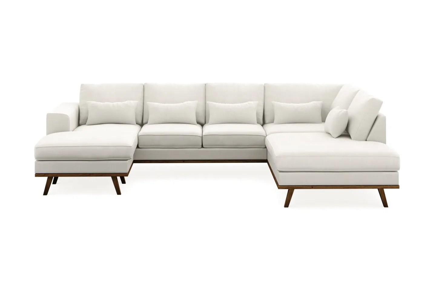 Copenhagen Compact 4-sits Högervänd U-formad Large Soffa med Divan och Schäslong i Tyg - Ljusgrå