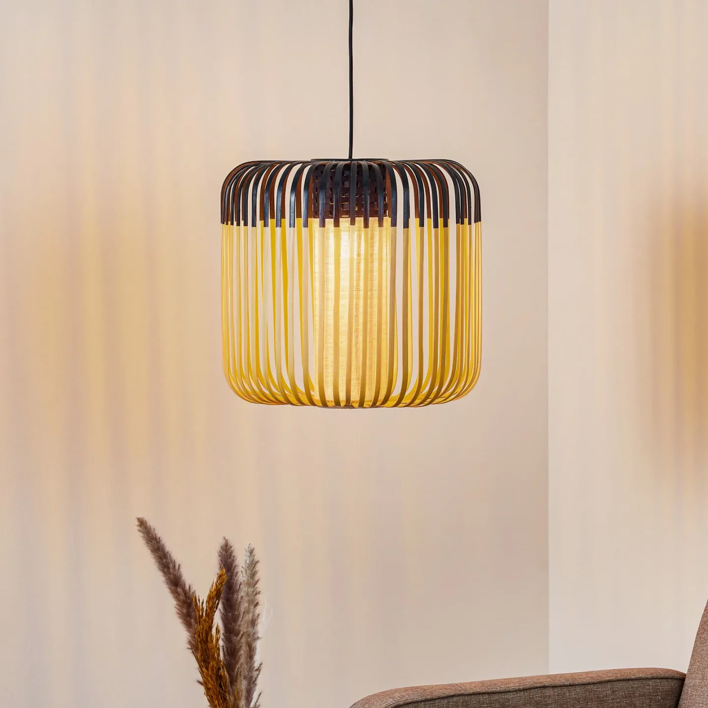 Bamboo Pendelleuchte M Black - Forestier Bamboo Light M - Wohnzimmer - Design - Bambus - Einflammig