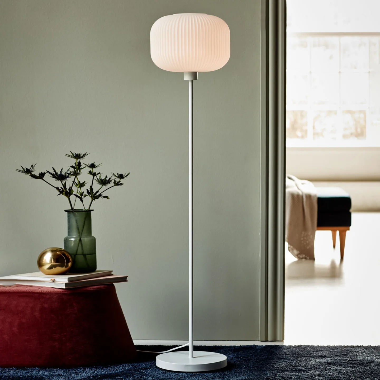Milford Stehleuchte White/Opal - Nordlux - Wohnzimmer - Skandinavisch - Glas - Mit Schirm