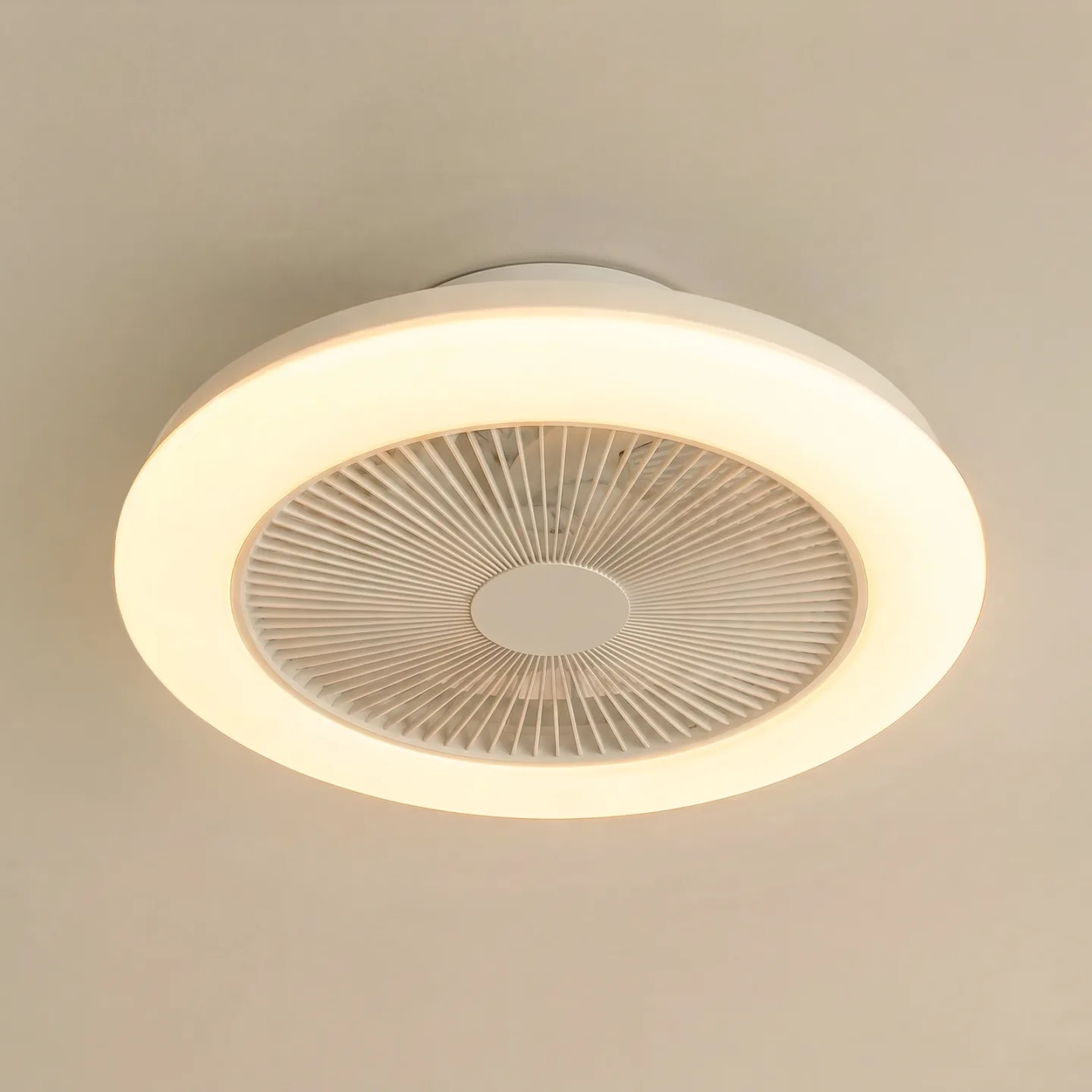 Vedin LED-takfläkt, Ø 45 cm, RGBW, dimbar, vit, DC – Lindby - Vardagsrum - Modern - Plast - Rund
