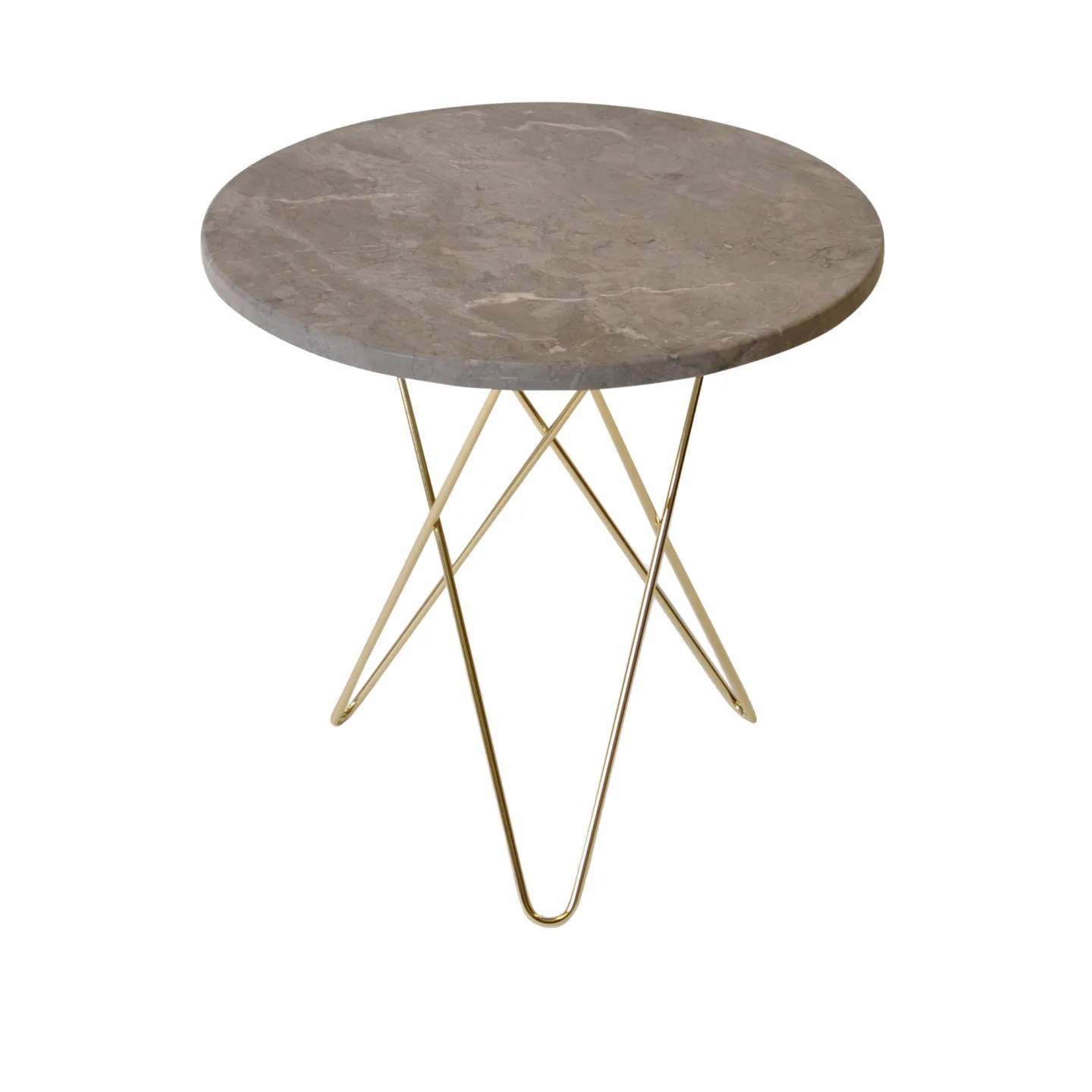 OX Denmarq - Tall Mini O Table, Brass Frame, Top: Grey Marble - Sidobord - Dennis Marquart - Svart - Metall/Sten