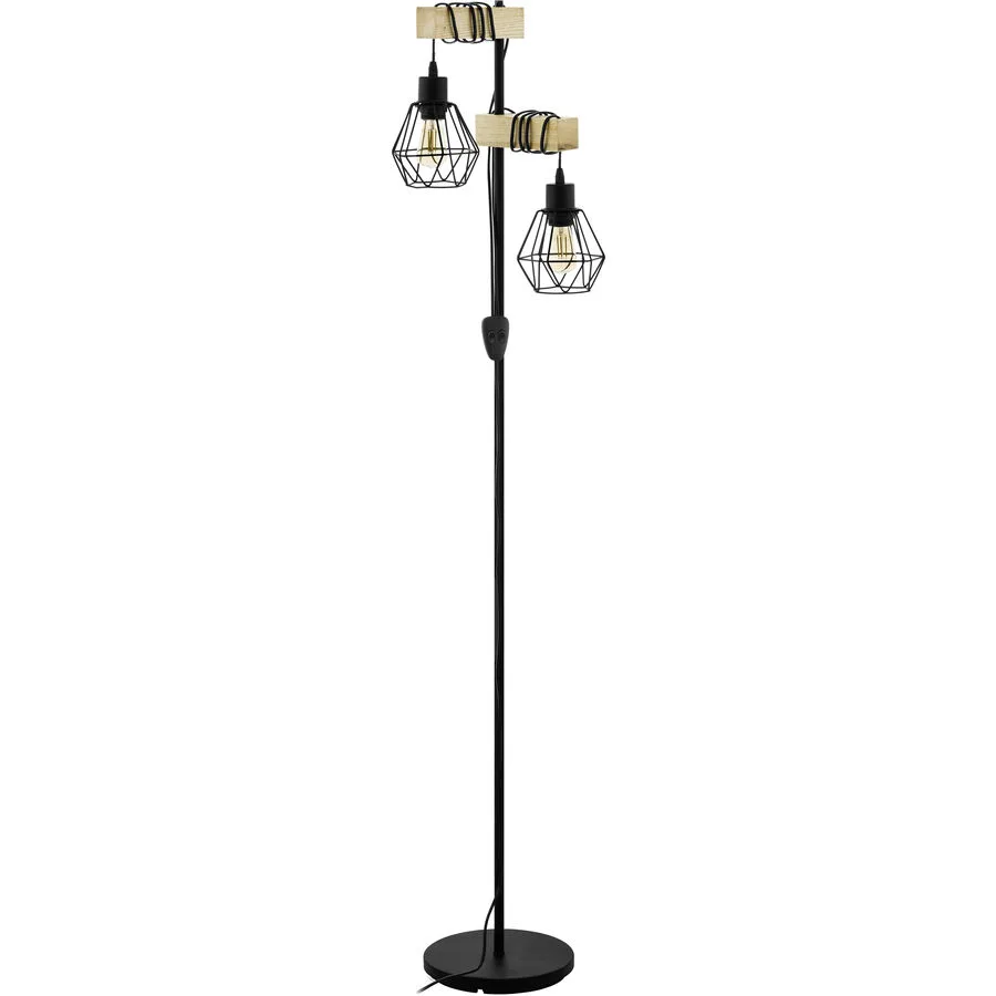Eglo Stehlampe Townshend 5 Braun/Schwarz Stahl/Holz 25 cm 166.5 cm - Material: Holz/Stahl